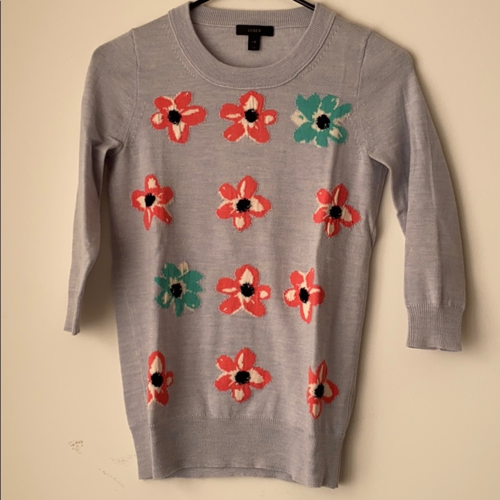 Donated | LAST CHANCE | J. Crew Flower Merino Wool 3/4 Sleeve sweater - Picture 2 of 6
